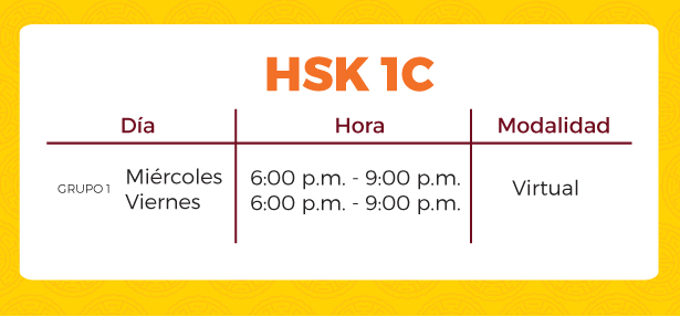 Horario HSK 1